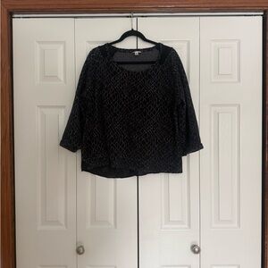 Calvin Klein Black Blouse with White Pattern